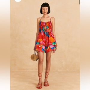 FARM Rio Red Ombre Chita Organic Cotton Romper size L